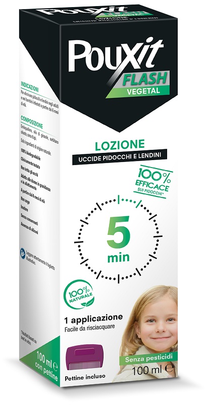 POUXIT FLASH VEGETAL LOZIONE PIDOCCHI E LENDINI 100 ML CON PETTINE - farmaidea24.com