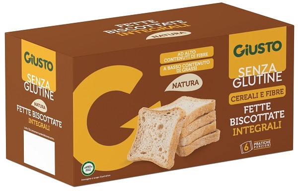 GIUSTO SENZA GLUTINE FETTE BISCOTTATE INTEGRALI 6 CONFEZIONI X 25 G - farmaidea24.com