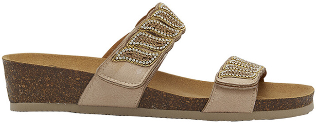 DOHA 2 STRAPS MICROFIBRE+STRASS W BEIGE 38 - farmaidea24.com