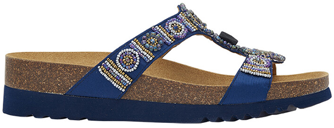 NEW BOGOTA' WEDGE SATIN+BEADS W NAVY BLUE/MULTI 40 - farmaidea24.com