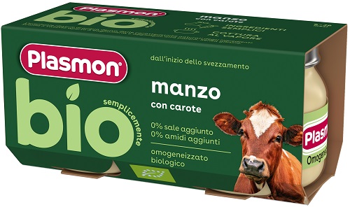 PLASMON BIO OMOGENEIZZATO MANZO CON CAROTE 2 PEZZI - farmaidea24.com