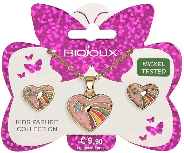 BJS007 PARURE ORECCHINI+COLLANINA HAPPY HEART GOLD PLATED - farmaidea24.com