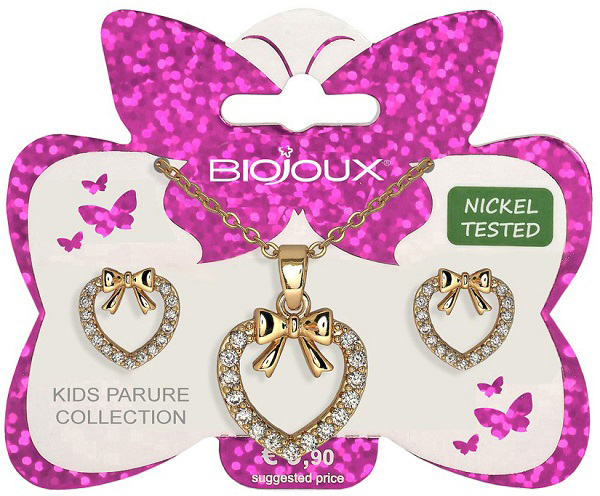 BJS011 PARURE ORECCHINI+COLLANINA FLAKE HEART GOLD PLATED - farmaidea24.com