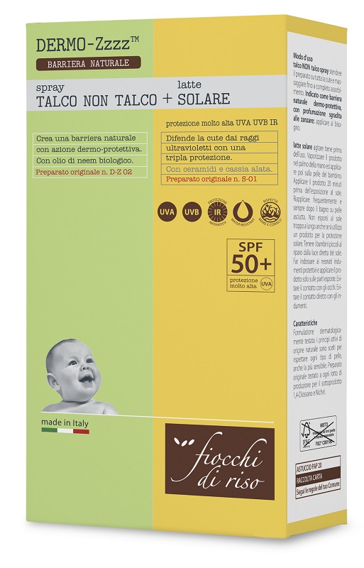 FIOCCHI DI RISO BIPACCO TALCO NON TALCO SPRAY 100 ML + LATTE SOLARE 50+ 140 ML - farmaidea24.com