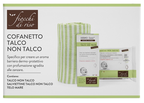 FIOCCHI DI RISO COFANETTO TALCO NON TALCO 1 EMULSIONE TALCO NON TALCO 120 ML + 1 SALVIETTE TALCO NON TALCO + 1 TELO MARE - farmaidea24.com