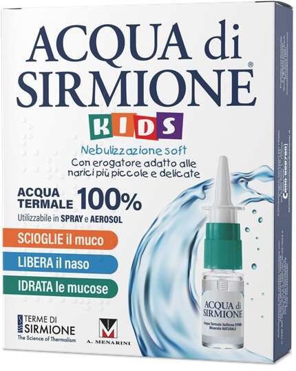 ACQUA DI SIRMIONE KIDS NEBULIZZAZIONE SOFT ACQUA TERMALE 100% 6 FLACONCINI PLURIDOSE X 15 ML - farmaidea24.com